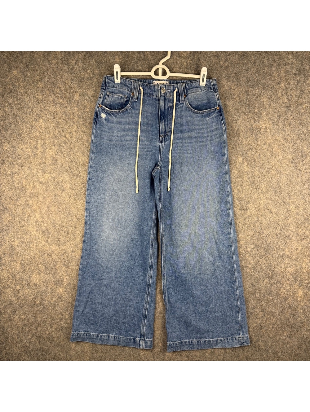 Paige Zoey Tie Waist Wide Leg High Waist Blue Denim Jeans Size 27 x 26 466